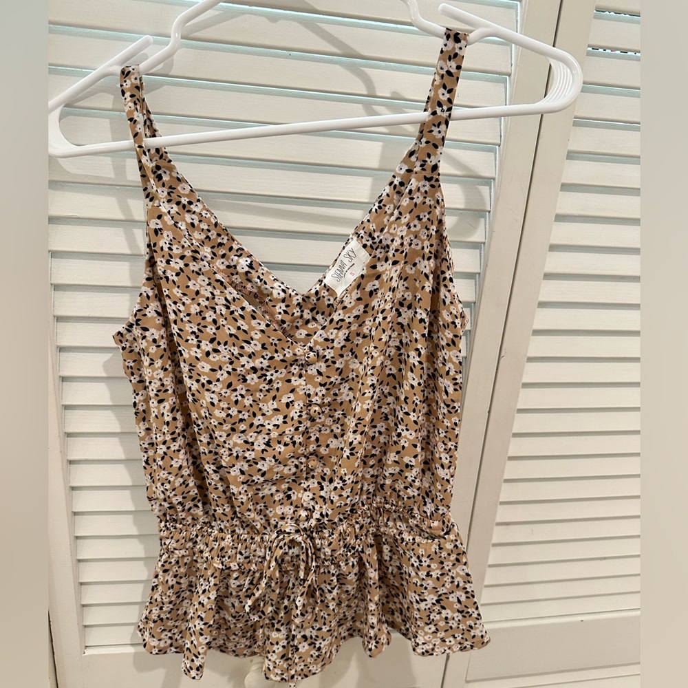 Floral pattern A-line spaghetti strap top